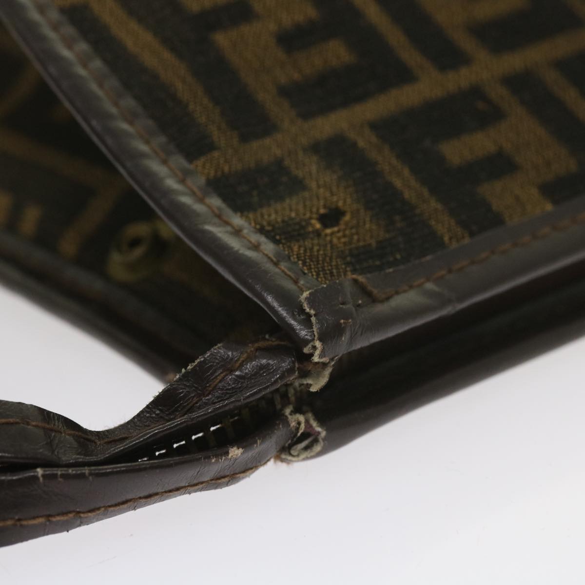 FENDI Zucca Canvas Clutch Bag Black Brown 60602