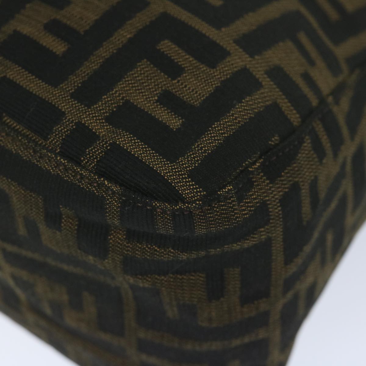 FENDI Zucca Canvas Mamma Baguette Shoulder Bag Black Brown 60675