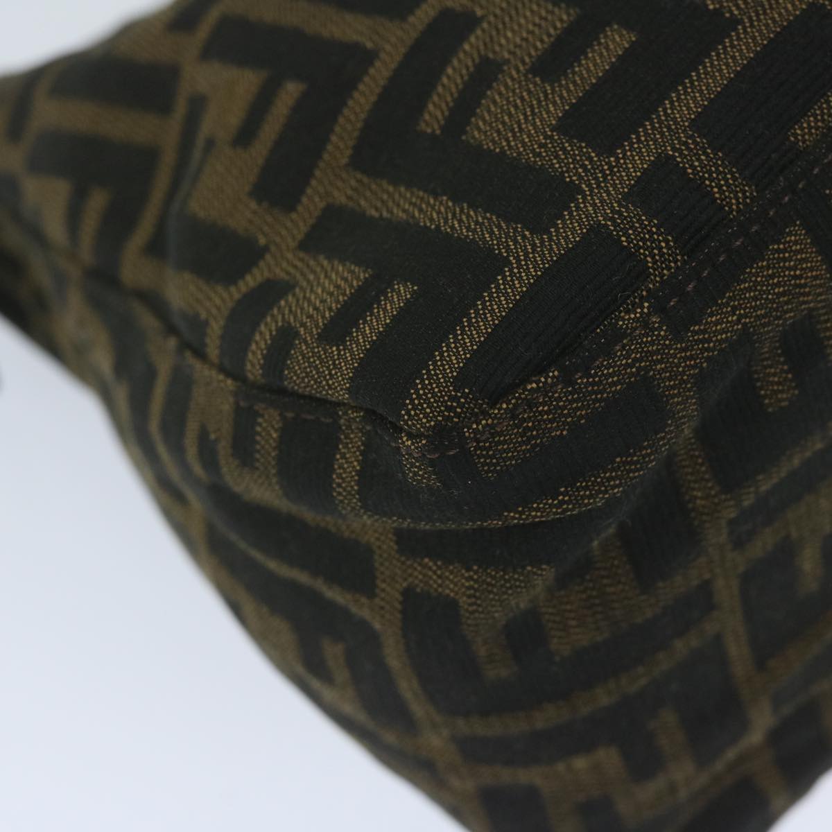 FENDI Zucca Canvas Mamma Baguette Shoulder Bag Black Brown 60675