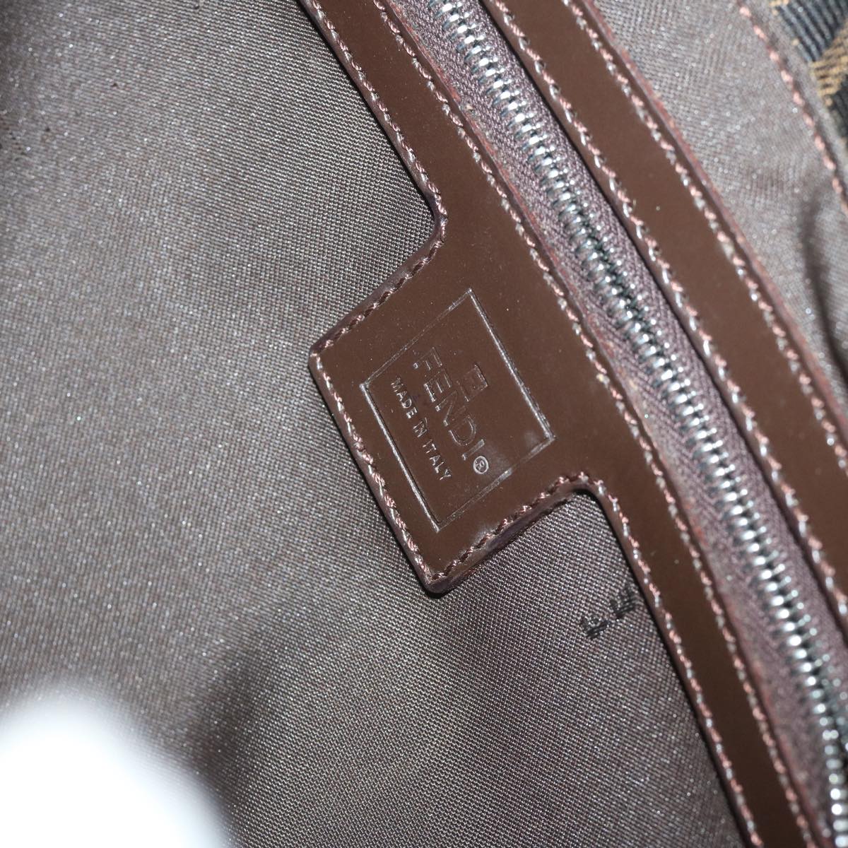 FENDI Zucca Canvas Mamma Baguette Shoulder Bag Black Brown 60675