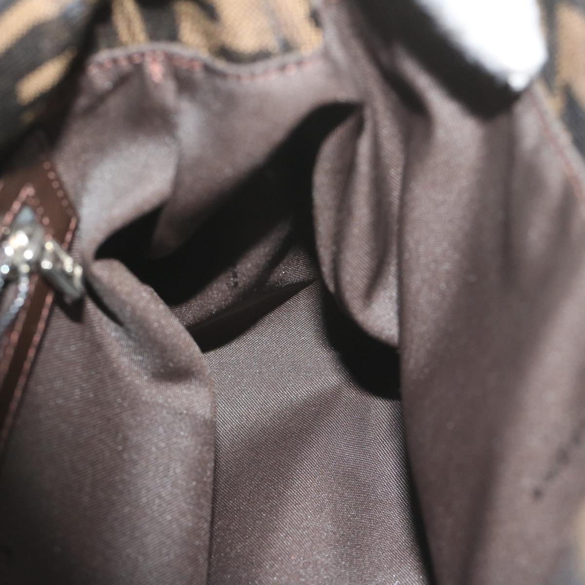 FENDI Zucca Canvas Mamma Baguette Shoulder Bag Black Brown 60675
