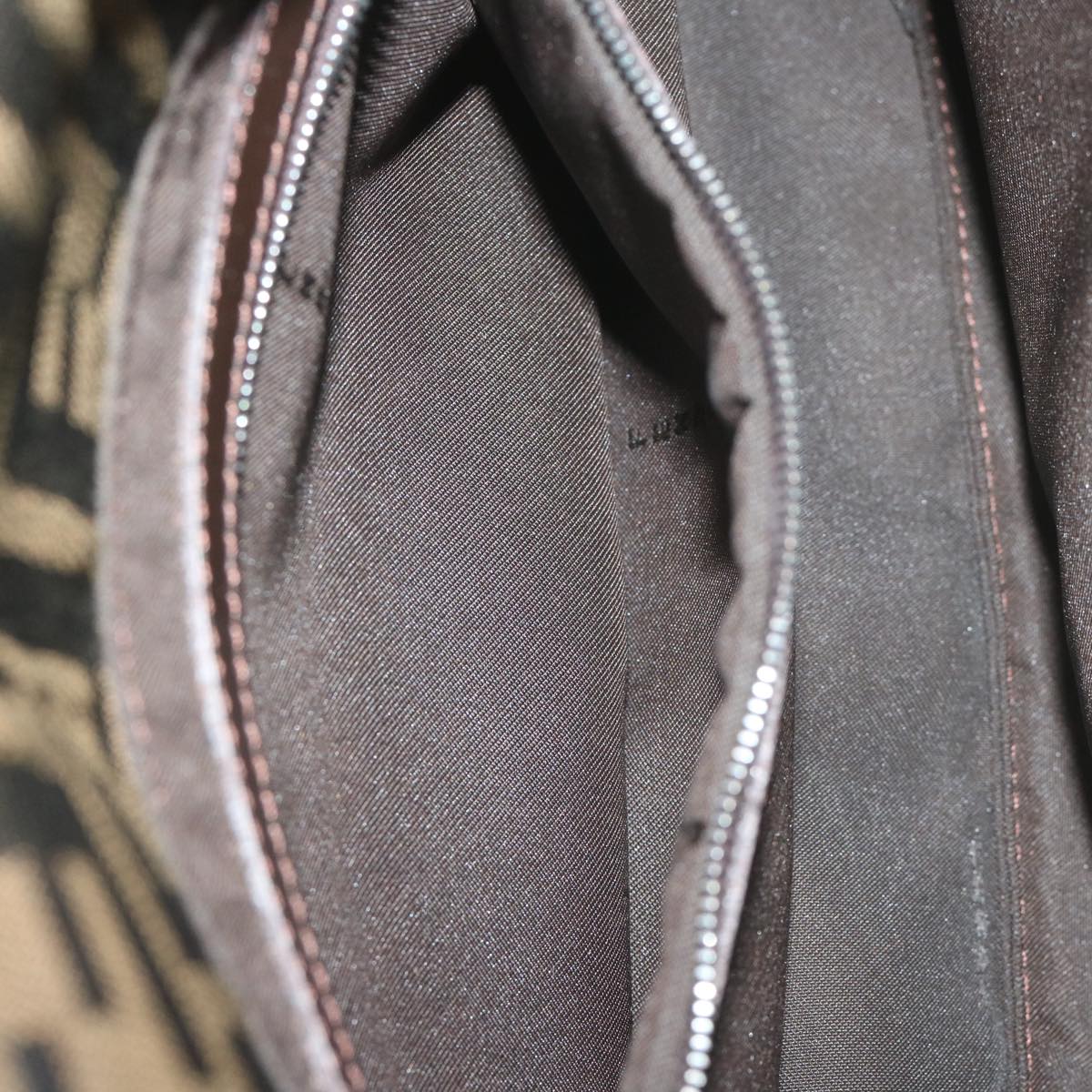 FENDI Zucca Canvas Mamma Baguette Shoulder Bag Black Brown 60675