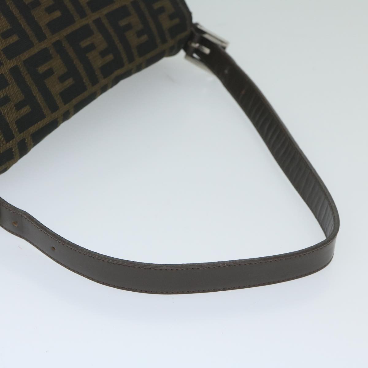 FENDI Zucca Canvas Mamma Baguette Shoulder Bag Black Brown 60675