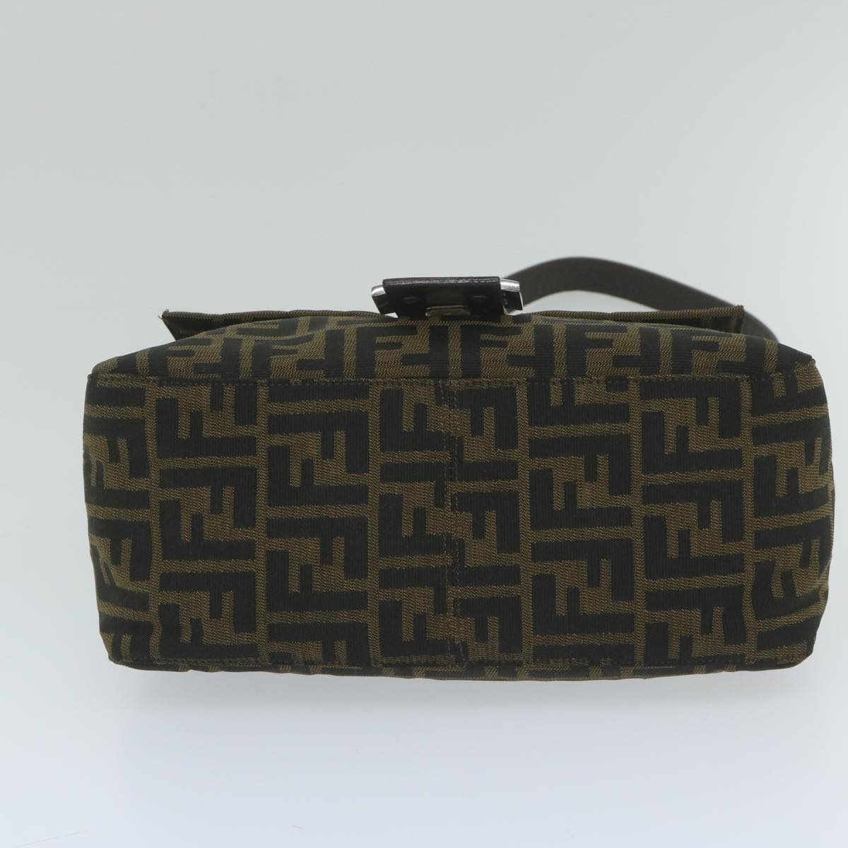 FENDI Zucca Canvas Mamma Baguette Shoulder Bag Black Brown 60675
