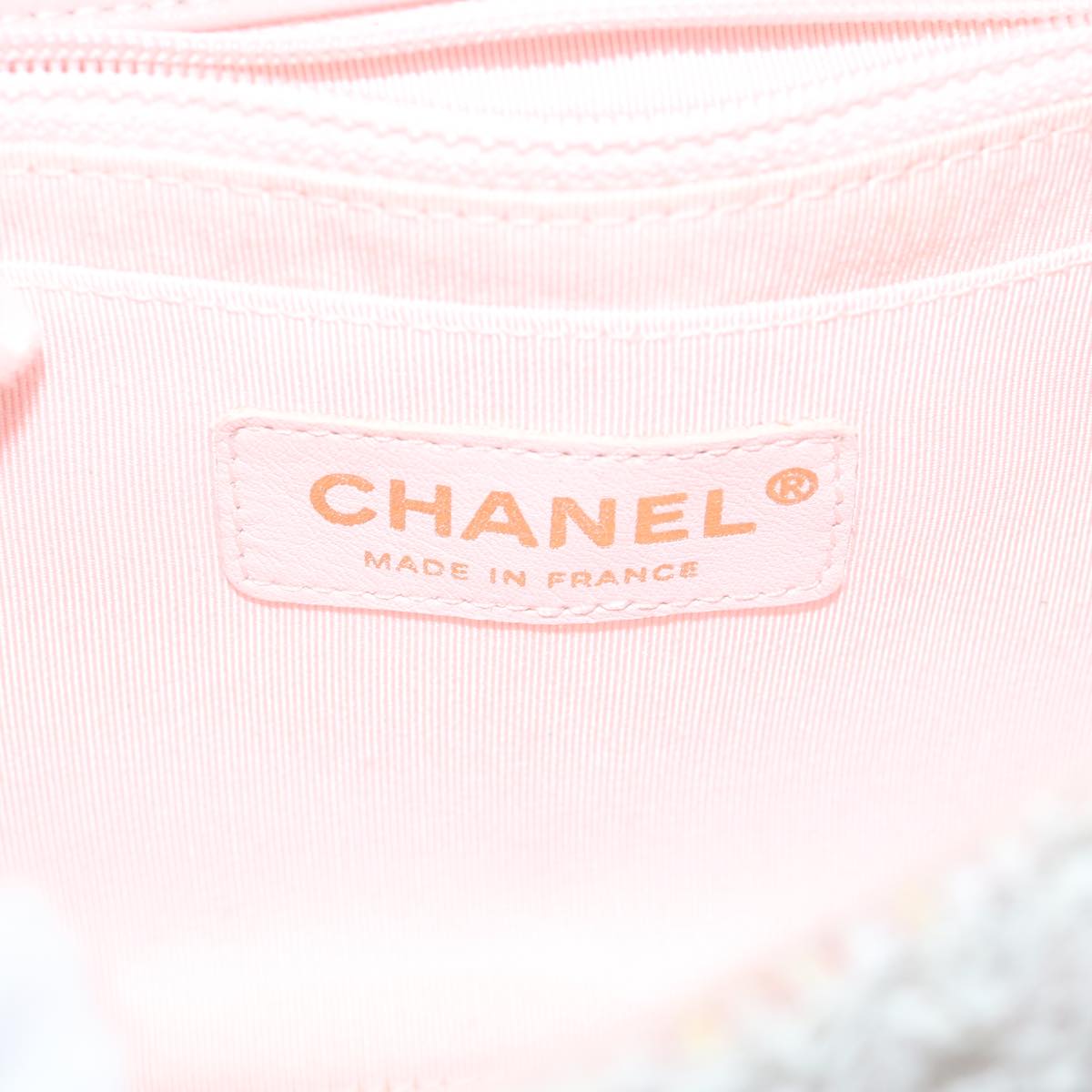 CHANEL Matelasse Chain Shoulder Bag Tweed Pink CC 60753A
