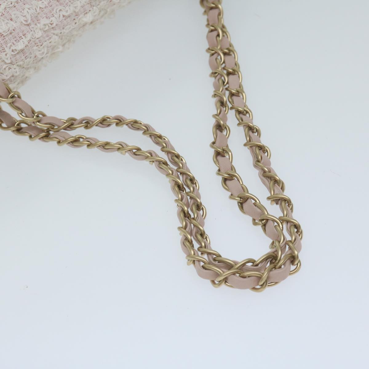CHANEL Matelasse Chain Shoulder Bag Tweed Pink CC 60753A
