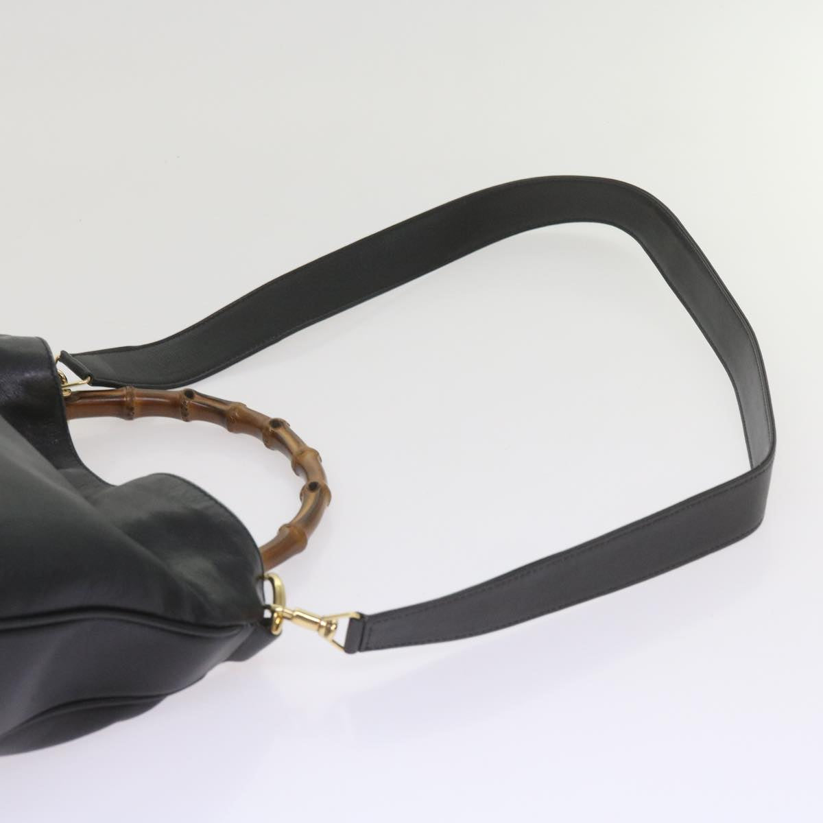 GUCCI Bamboo Shoulder Bag Leather 2way Black 001 1638 2615 60783