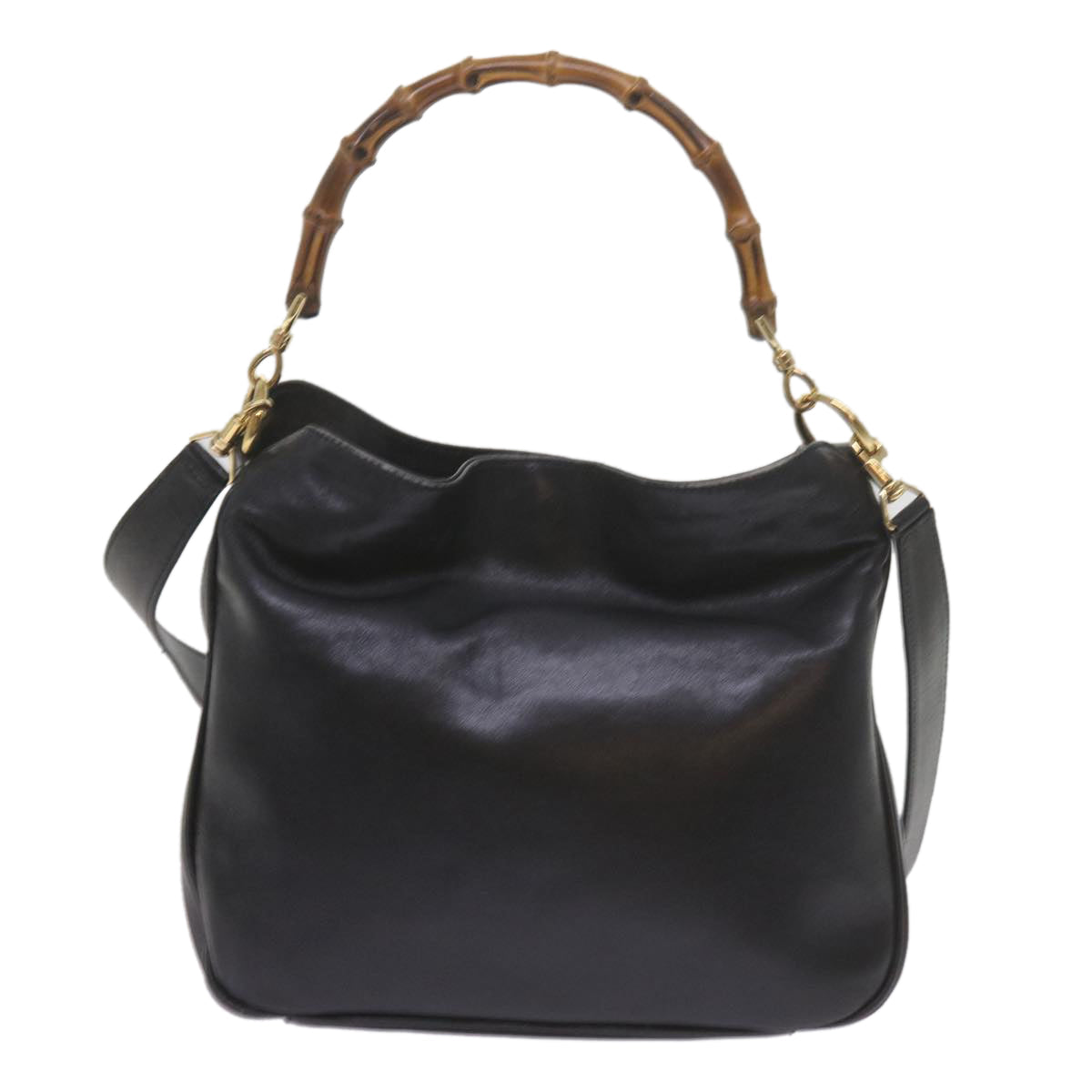 GUCCI Bamboo Shoulder Bag Leather 2way Black 001 1638 2615 60783