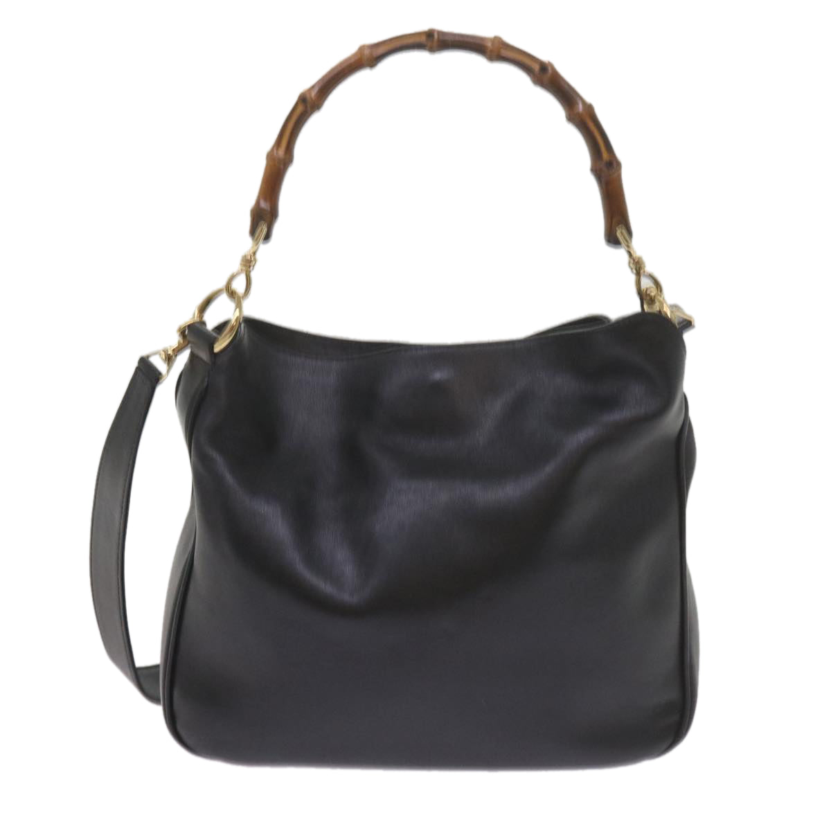 GUCCI Bamboo Shoulder Bag Leather 2way Black 001 1638 2615 60783