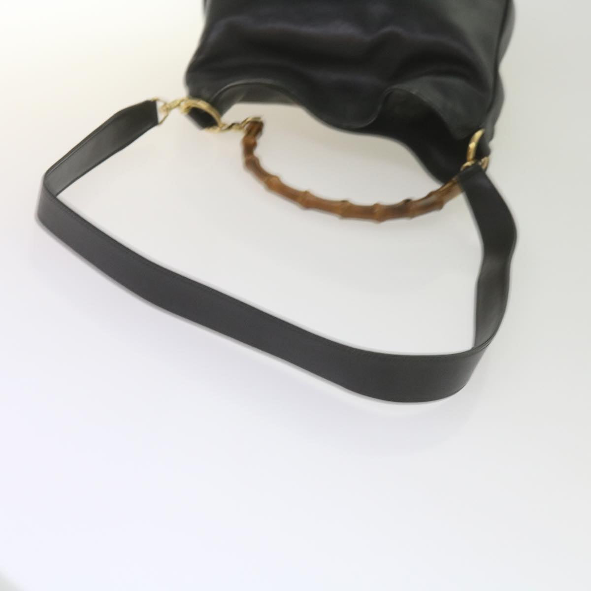 GUCCI Bamboo Shoulder Bag Leather 2way Black 001 1638 2615 60783