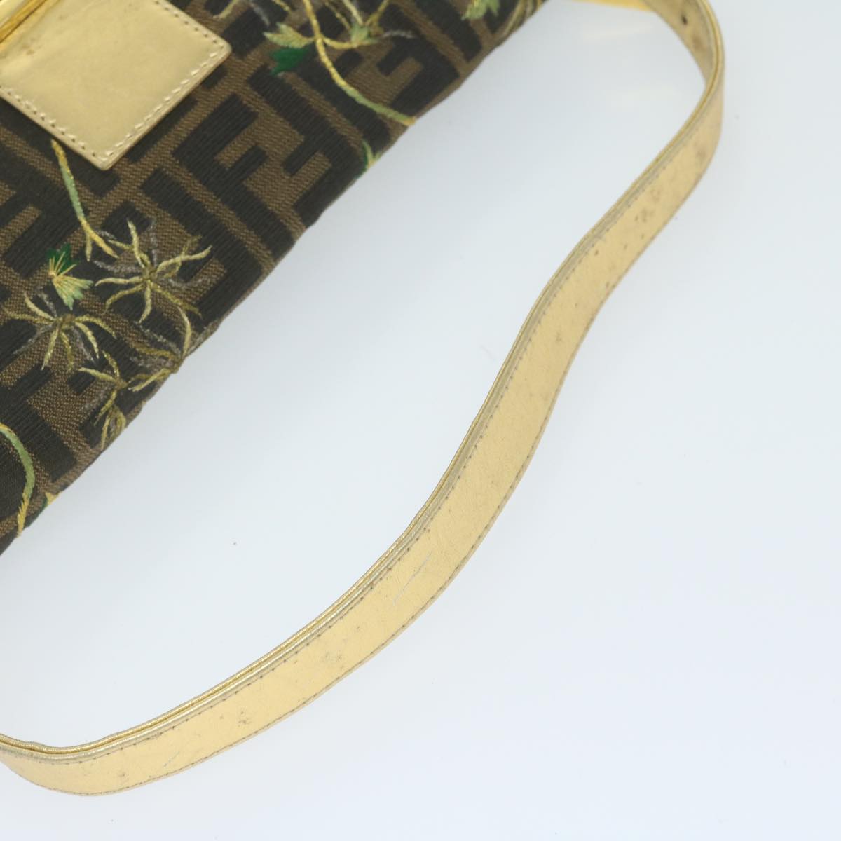 FENDI Zucca Canvas Mamma Baguette Shoulder Bag Brown Gold 60871A