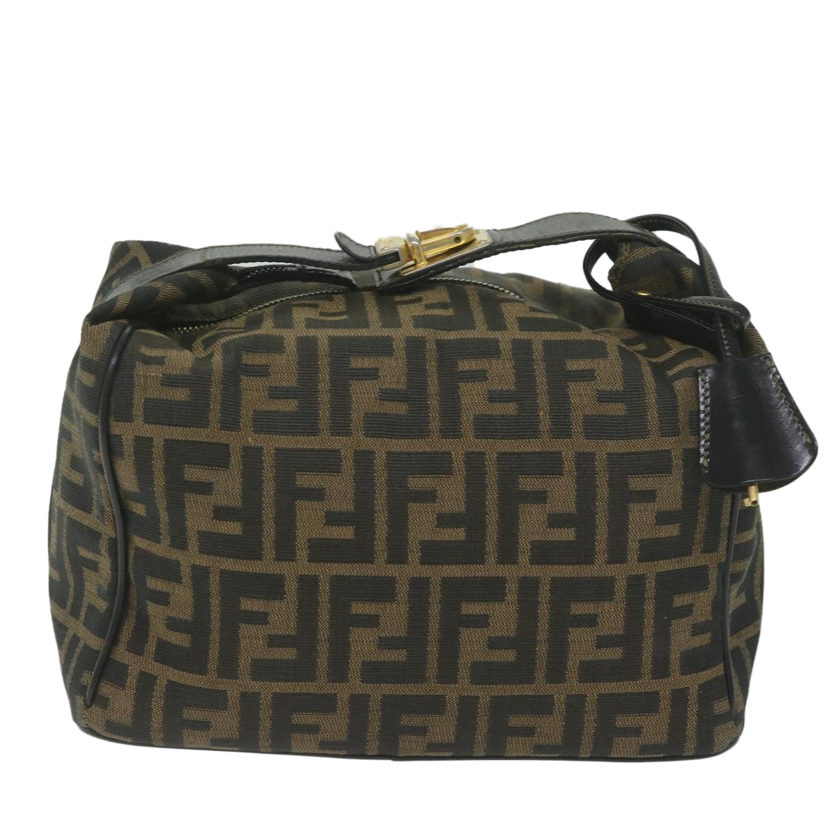FENDI Zucca Canvas Vanity Cosmetic Pouch Black Brown 2111 26348 078 60923
