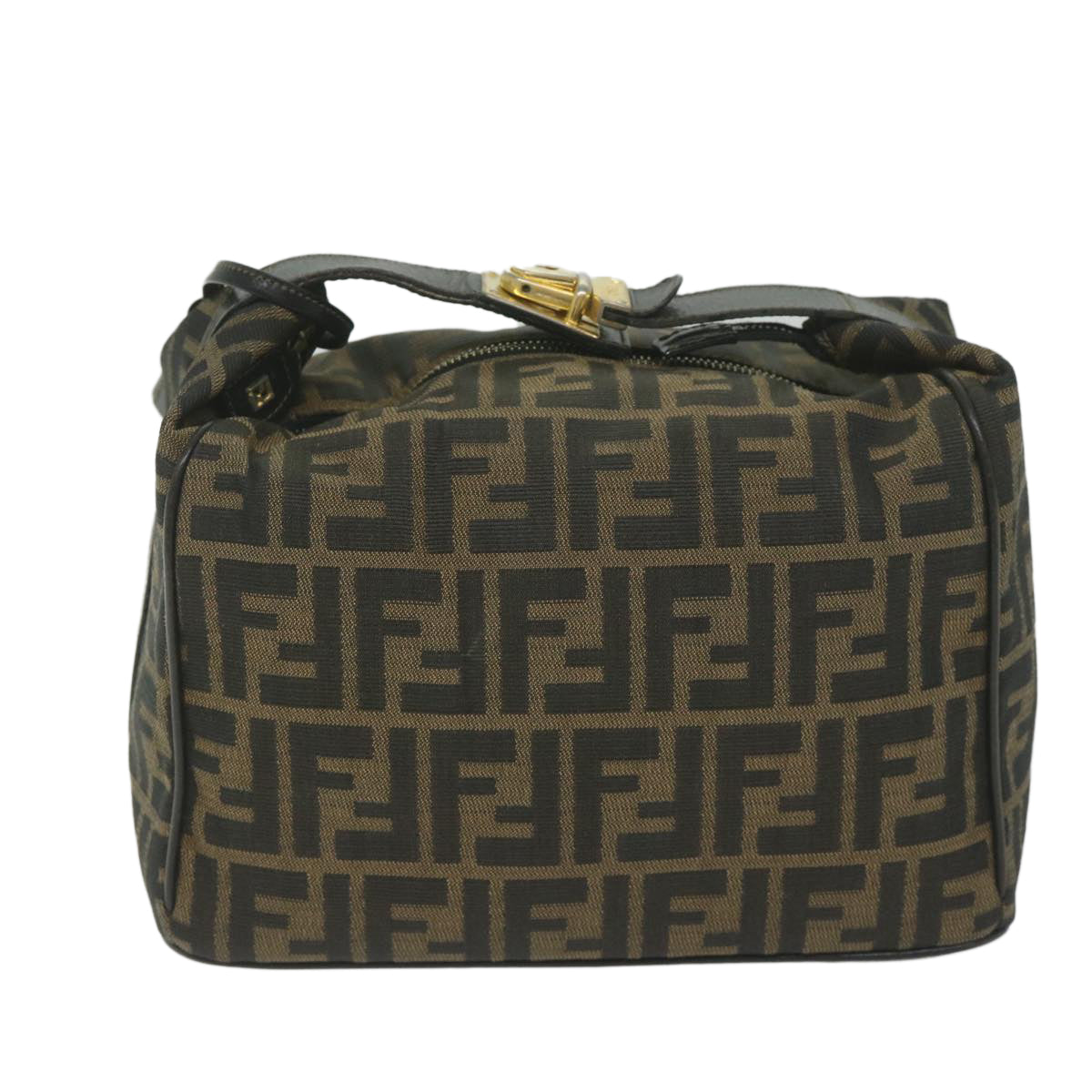 FENDI Zucca Canvas Vanity Cosmetic Pouch Black Brown 2111 26348 078 60923