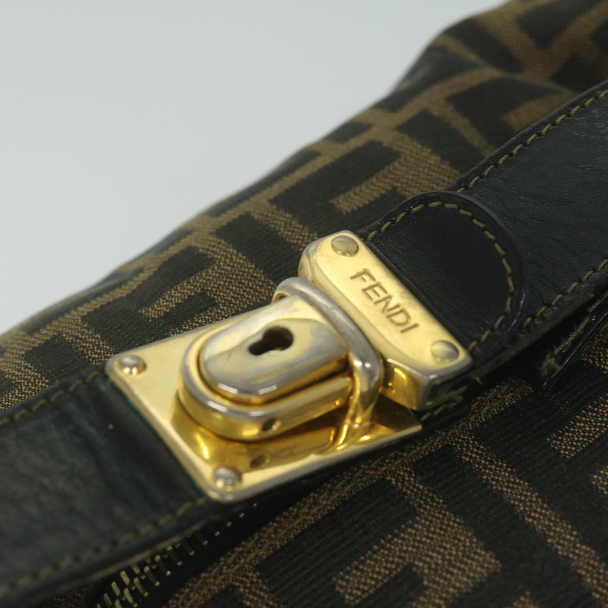 FENDI Zucca Canvas Vanity Cosmetic Pouch Black Brown 2111 26348 078 60923