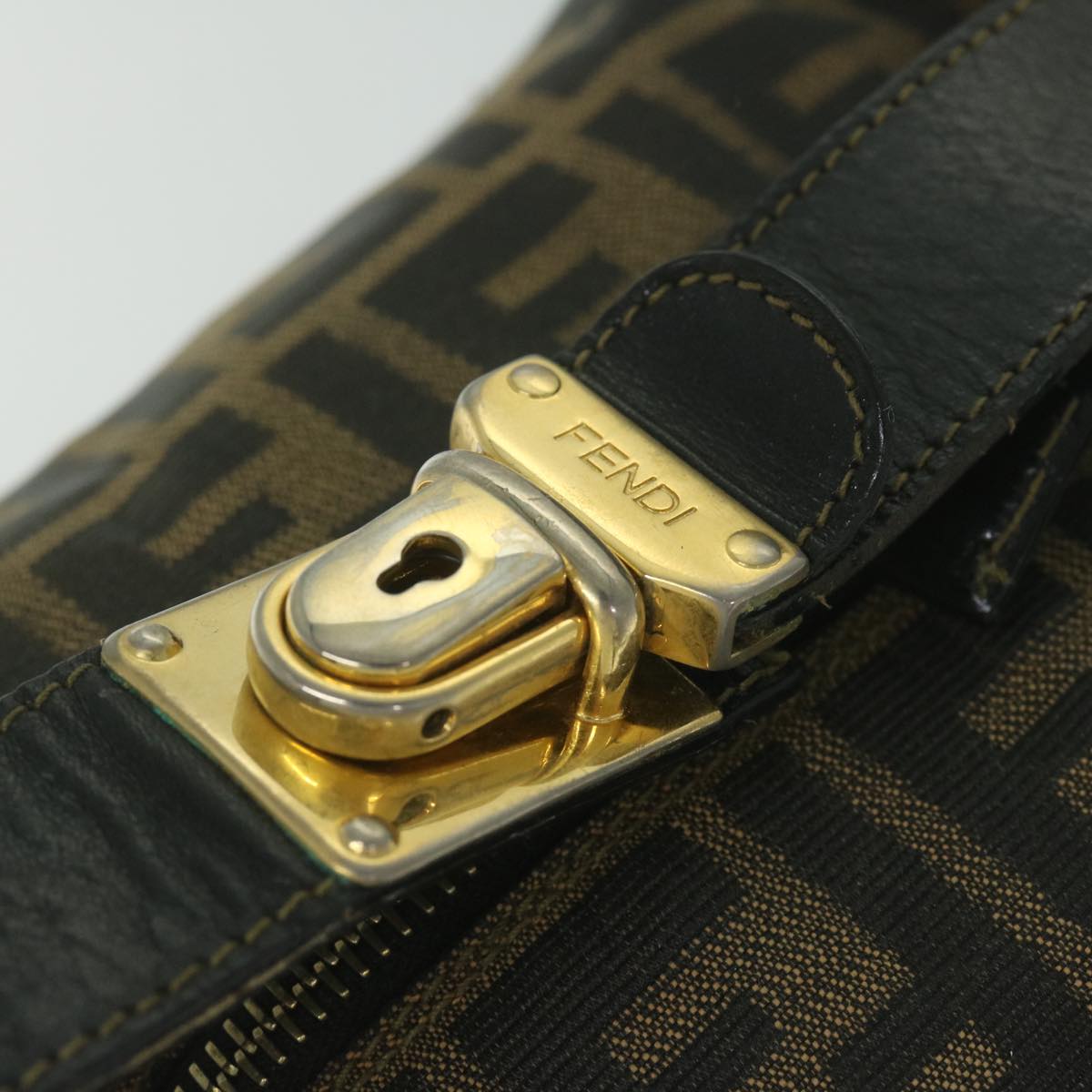 FENDI Zucca Canvas Vanity Cosmetic Pouch Black Brown 2111 26348 078 60923