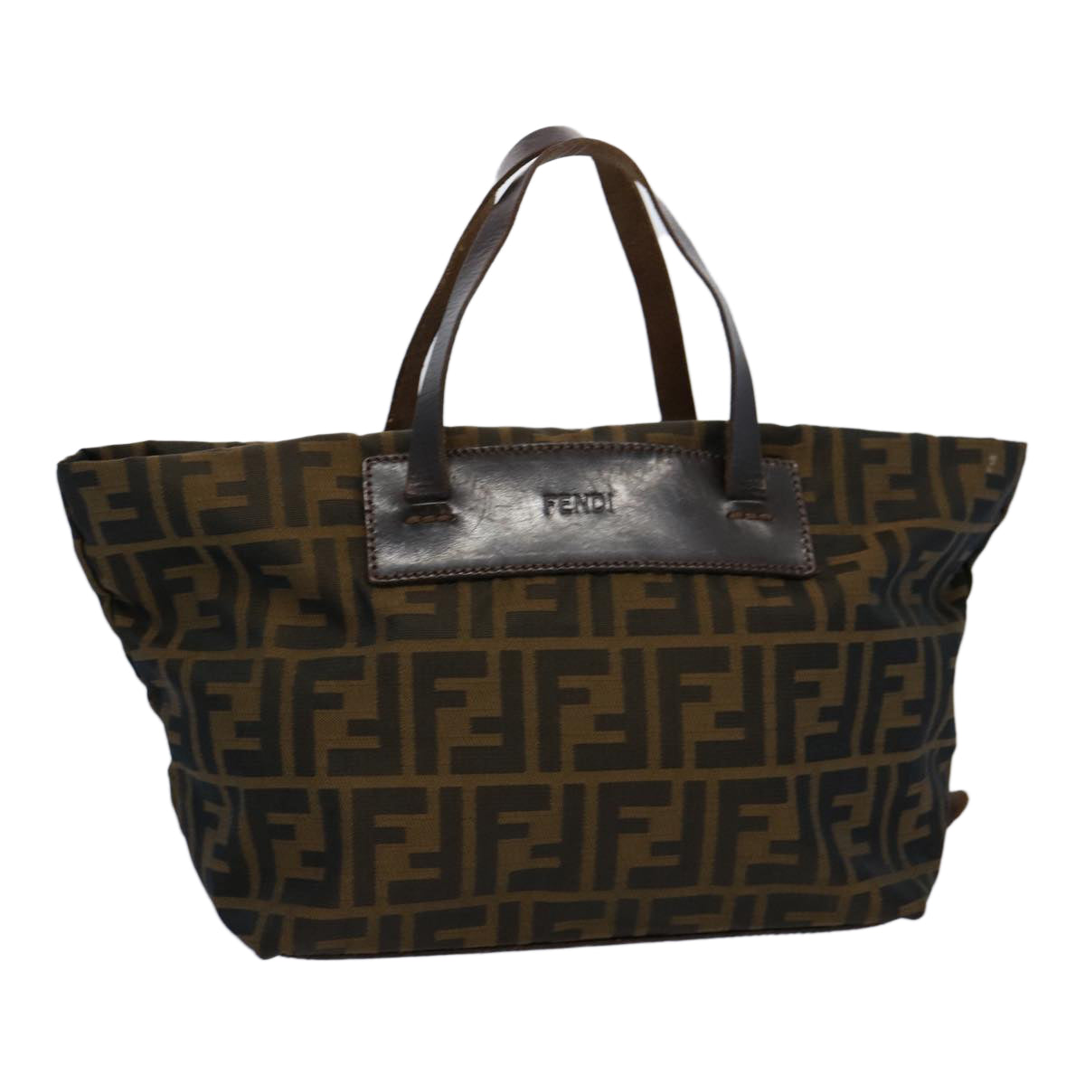 FENDI Zucca Canvas Hand Bag Nylon Brown 60955