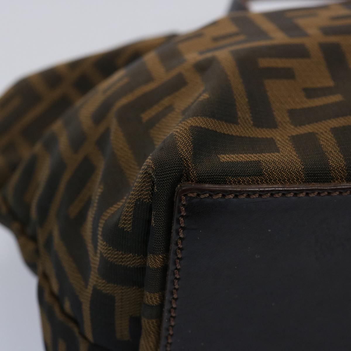 FENDI Zucca Canvas Hand Bag Nylon Brown 60955