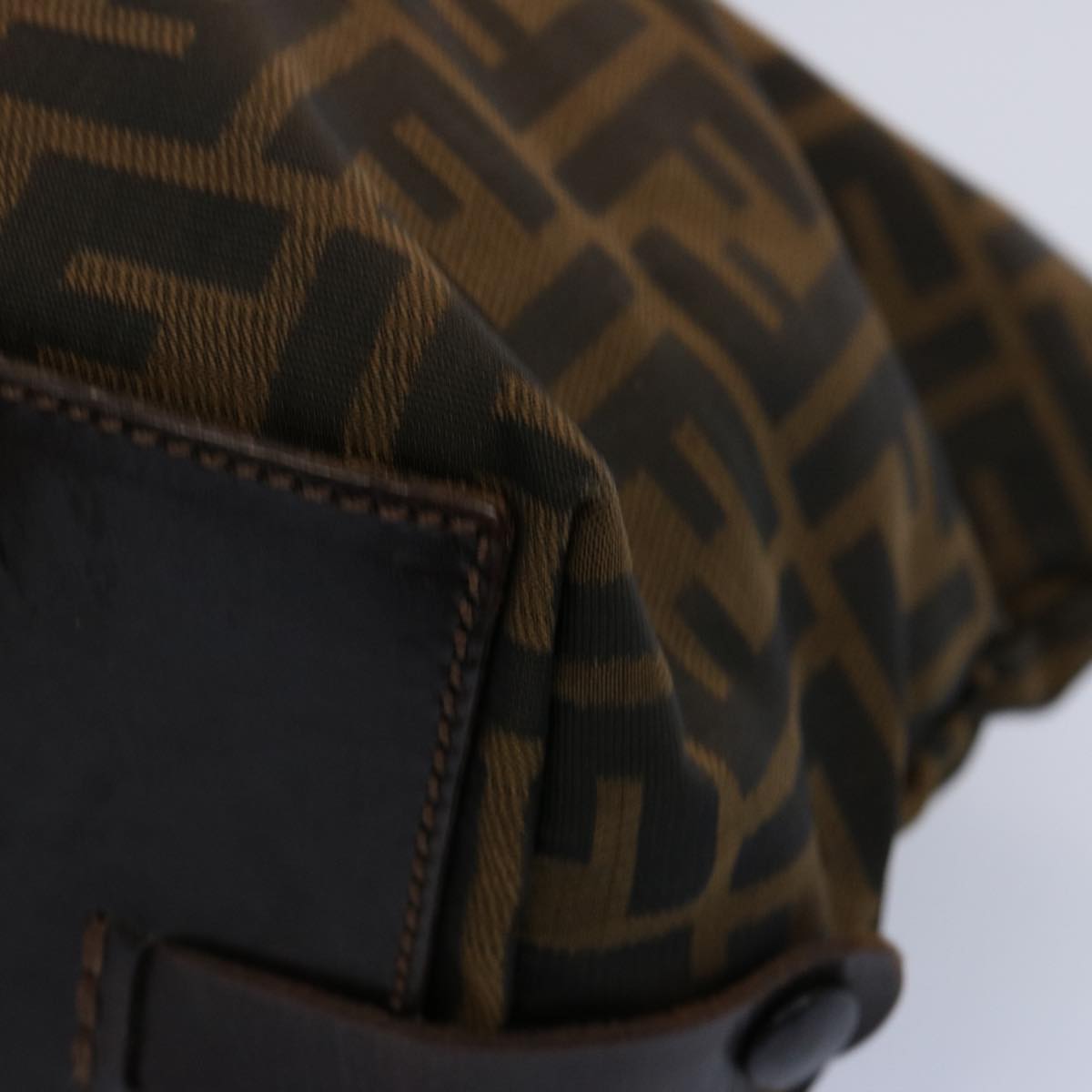 FENDI Zucca Canvas Hand Bag Nylon Brown 60955