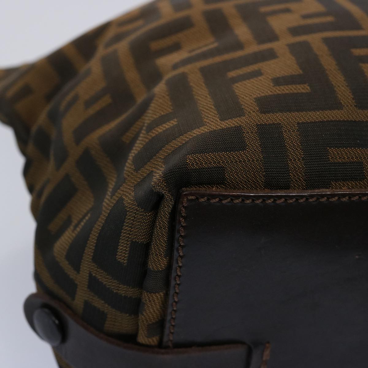 FENDI Zucca Canvas Hand Bag Nylon Brown 60955