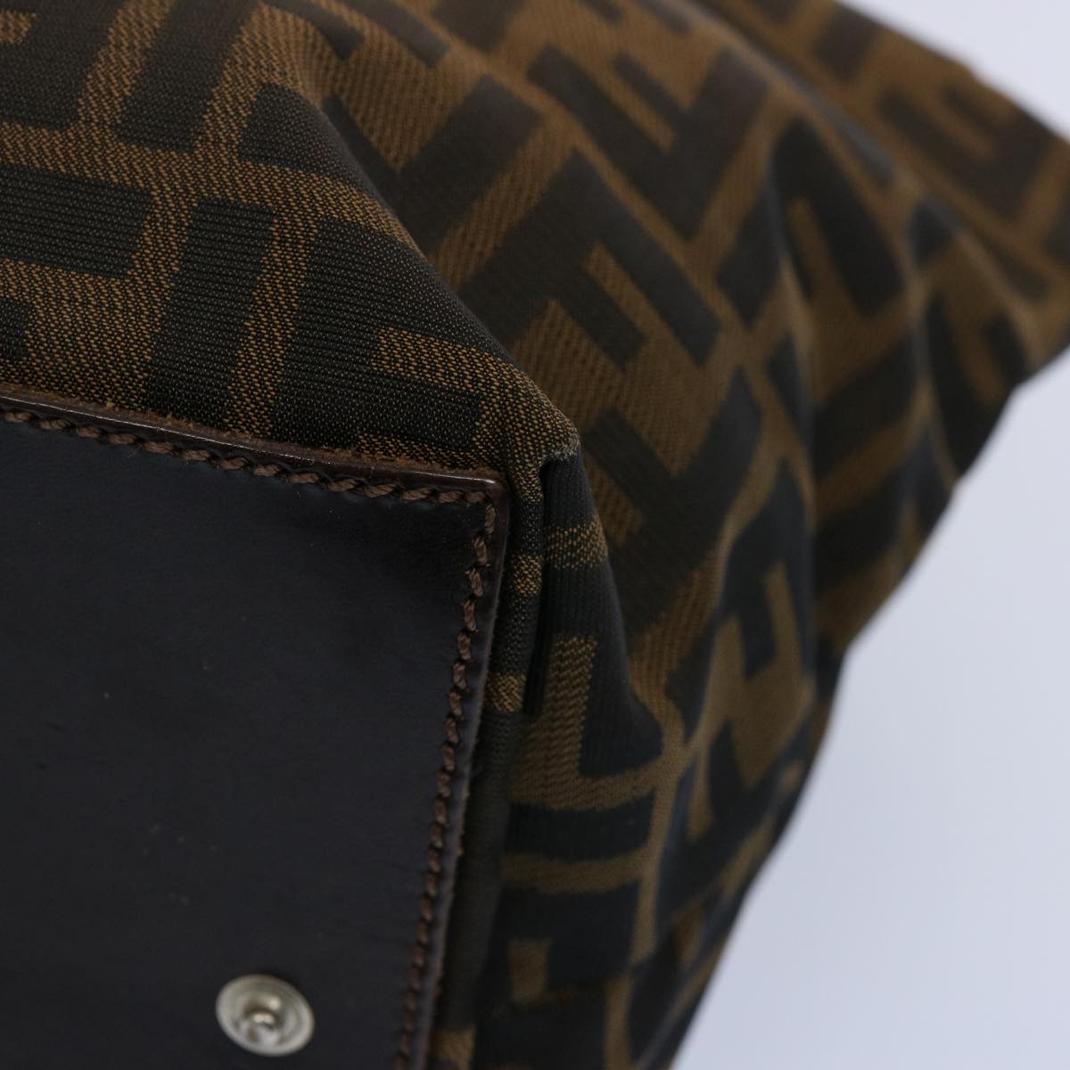 FENDI Zucca Canvas Hand Bag Nylon Brown 60955