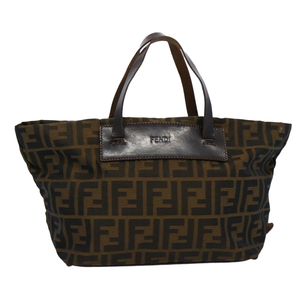FENDI Zucca Canvas Hand Bag Nylon Brown 60955