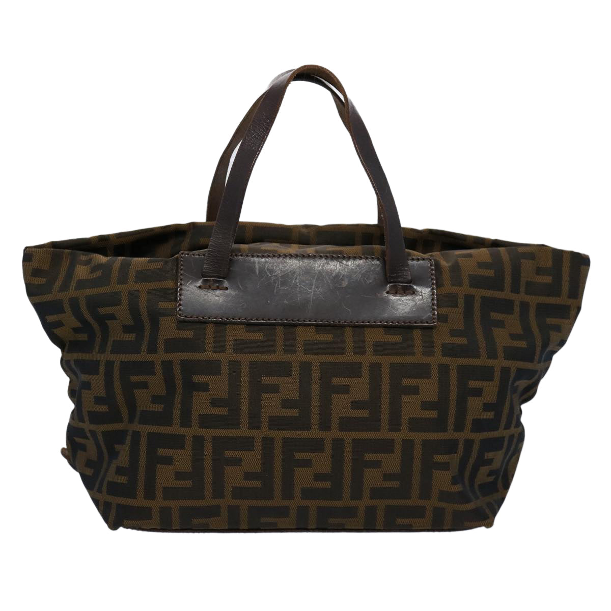FENDI Zucca Canvas Hand Bag Nylon Brown 60955