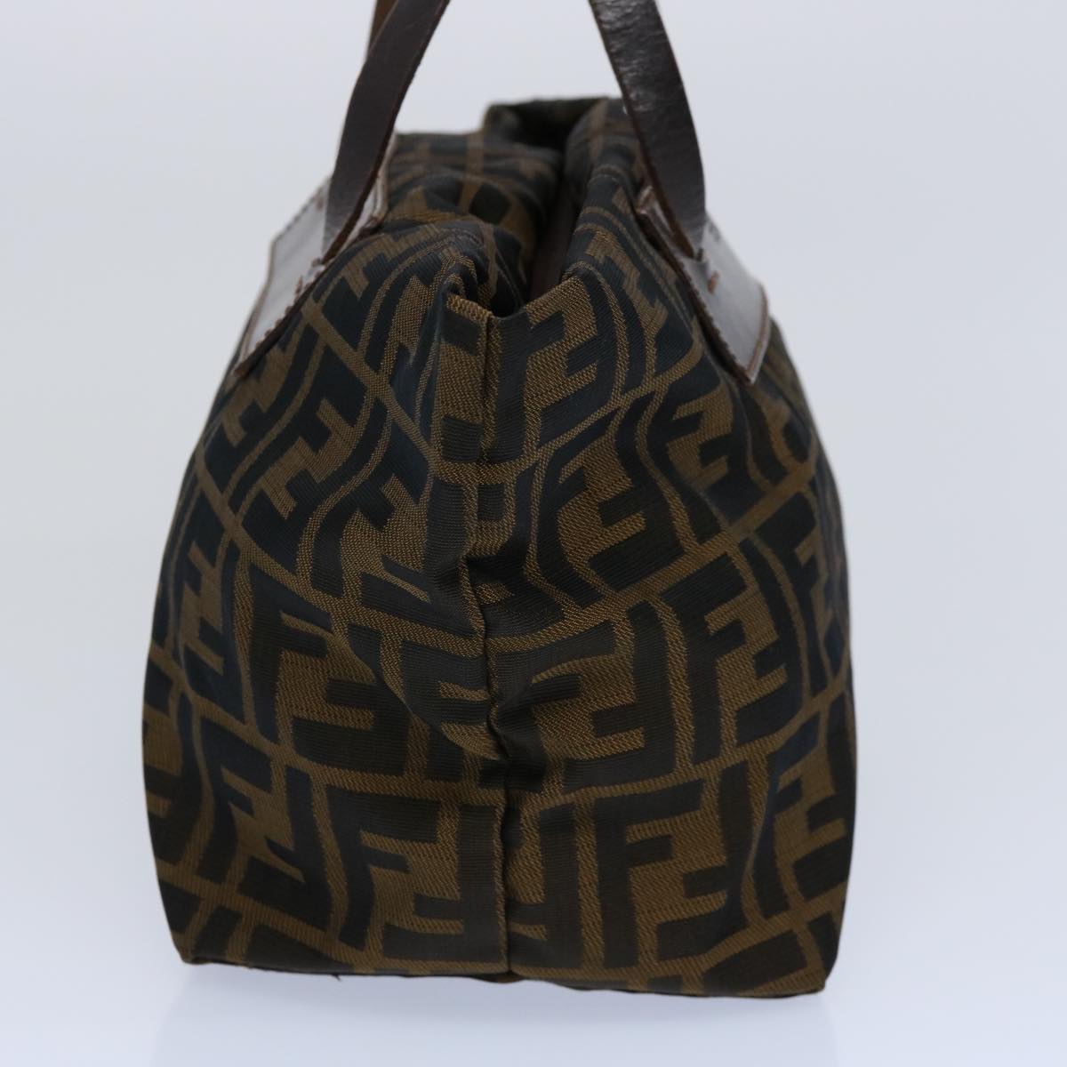 FENDI Zucca Canvas Hand Bag Nylon Brown 60955