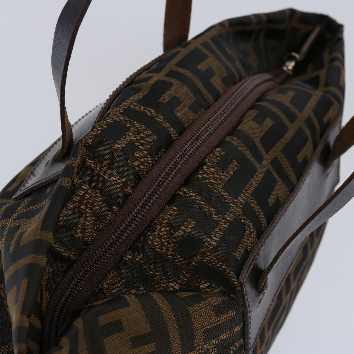 FENDI Zucca Canvas Hand Bag Nylon Brown 60955
