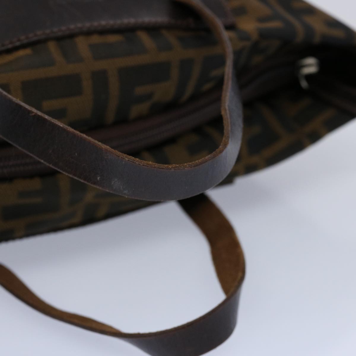 FENDI Zucca Canvas Hand Bag Nylon Brown 60955