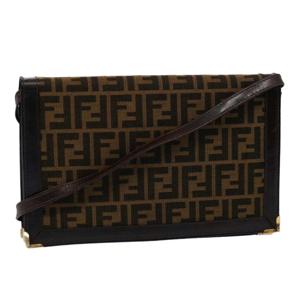 FENDI Zucca Canvas Shoulder Bag Brown 60957