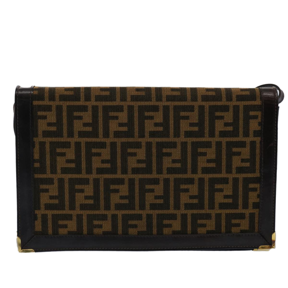 FENDI Zucca Canvas Shoulder Bag Brown 60957