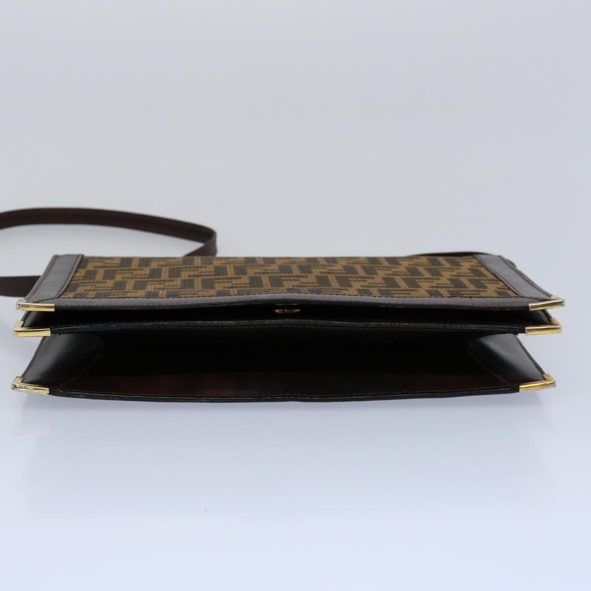 FENDI Zucca Canvas Shoulder Bag Brown 60957