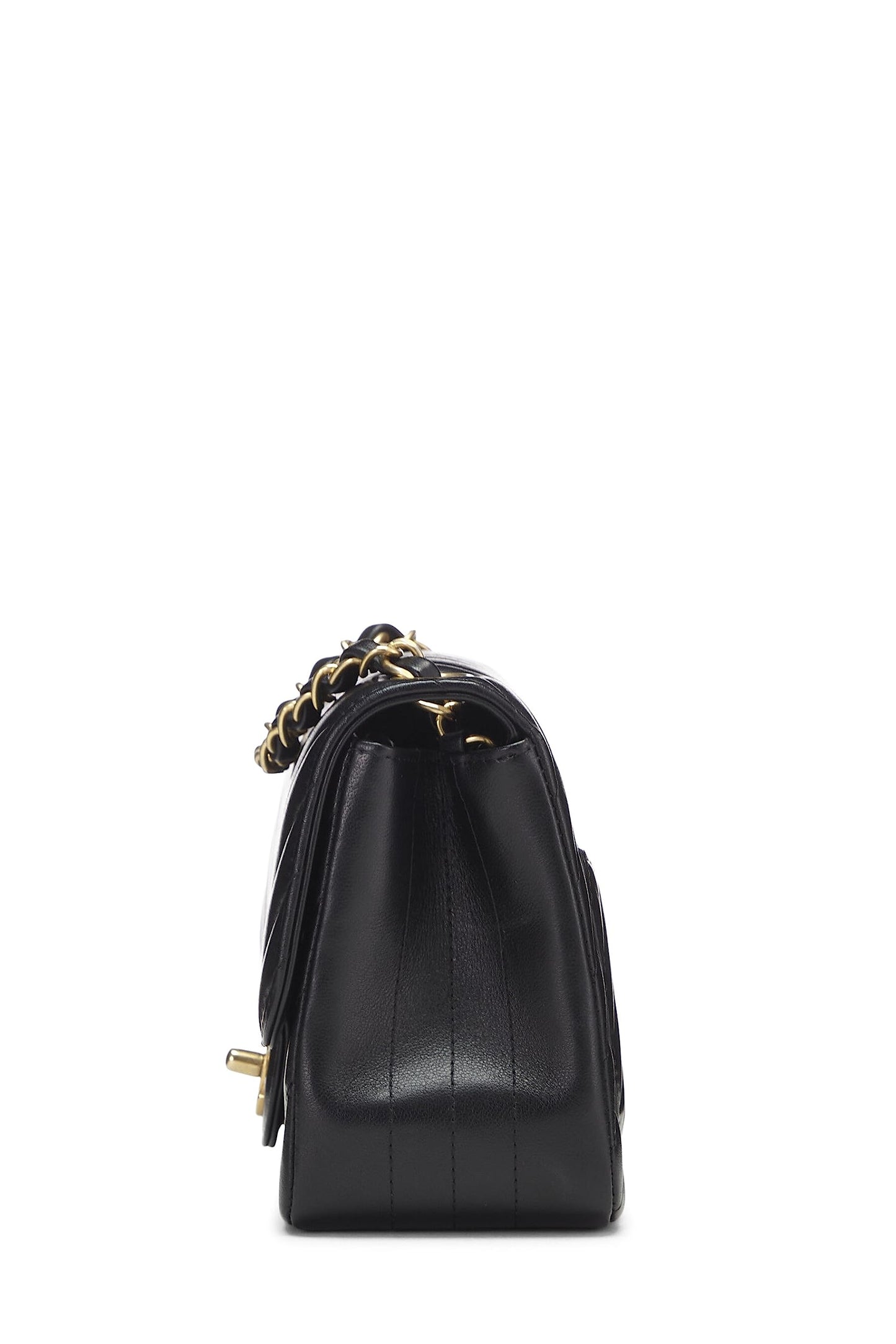 Chanel,  Black Chevron Lambskin Square Flap Mini, Black