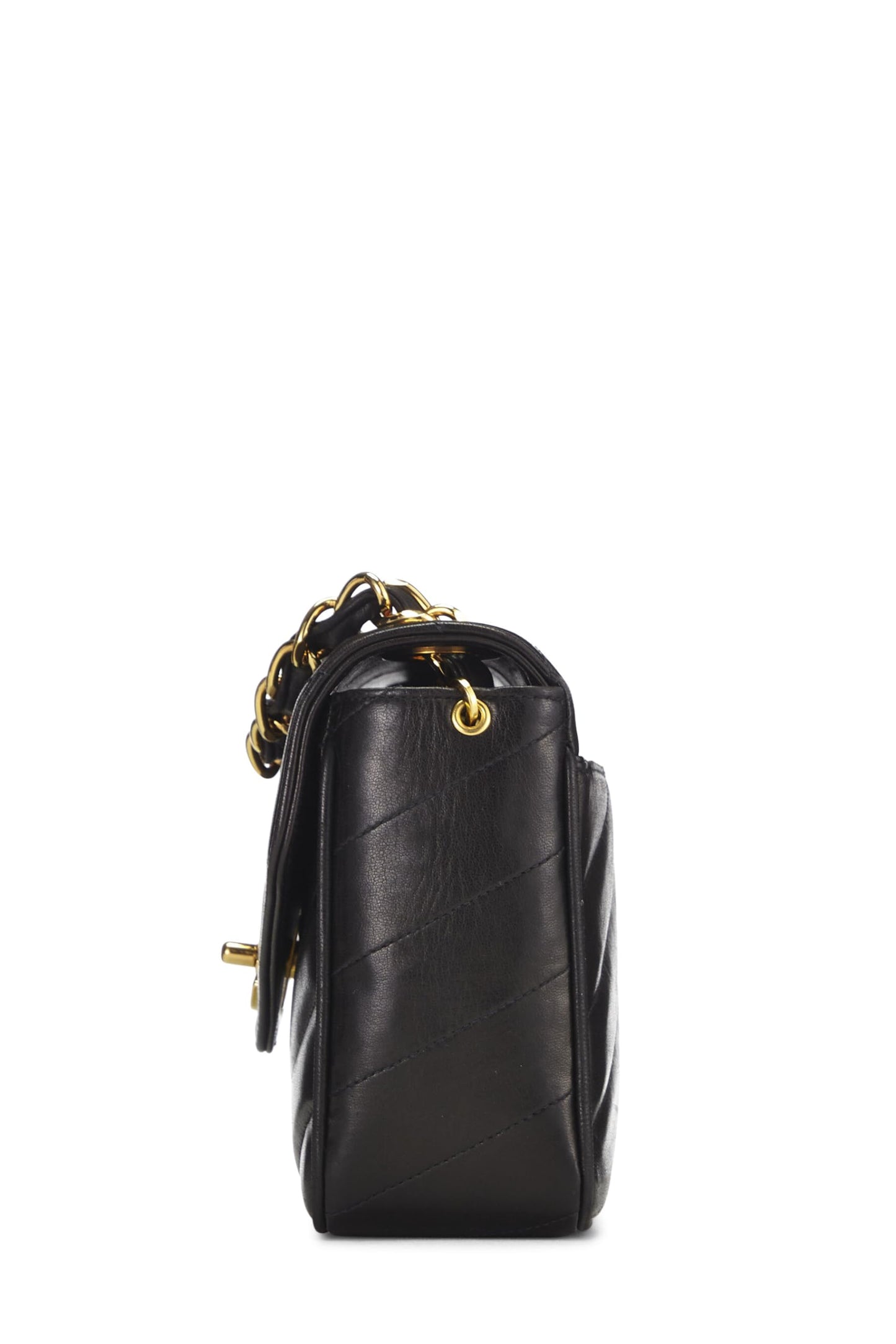 Chanel,  Black Chevron Lambskin Envelope Flap Mini, Black