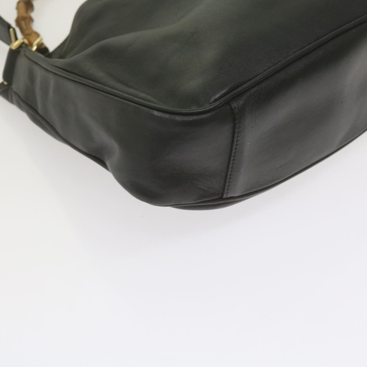 GUCCI Bamboo Hand Bag Leather 2way Black 61244