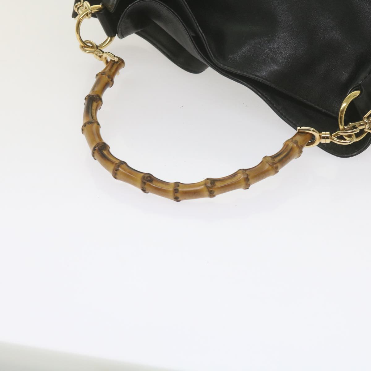 GUCCI Bamboo Hand Bag Leather 2way Black 61244