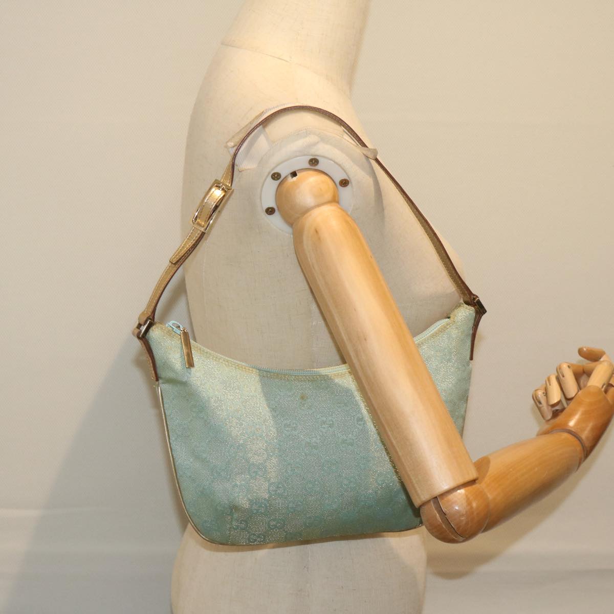 GUCCI GG Canvas Shoulder Bag Light Blue 61257