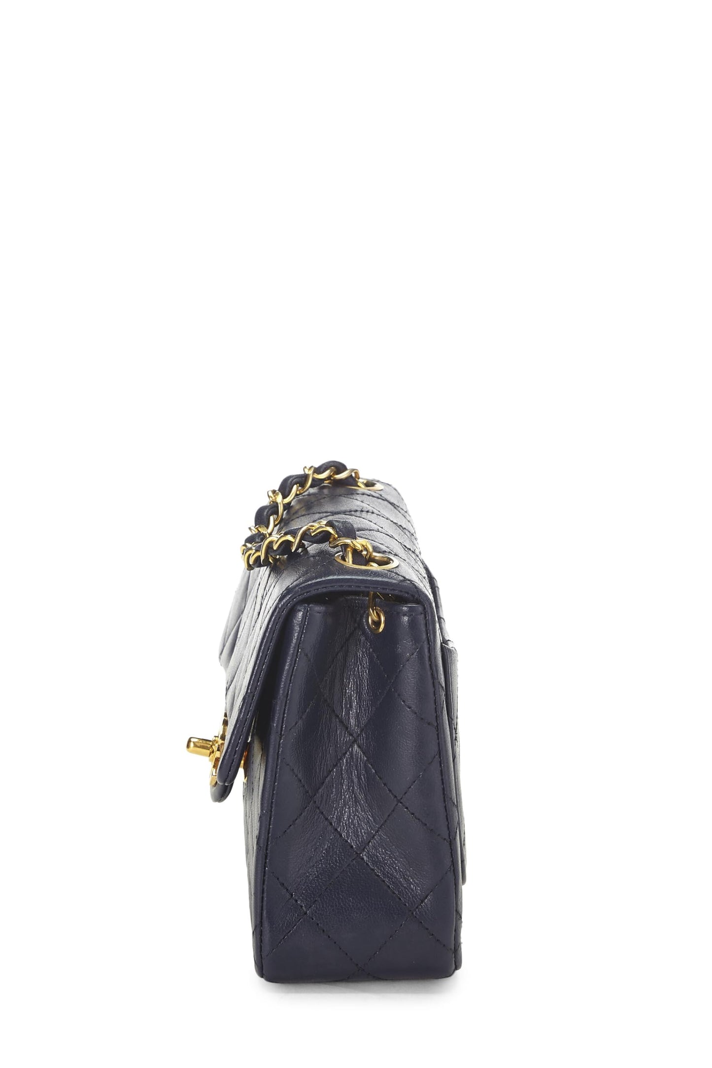 Chanel,  Navy Quilted Lambskin Half Flap Mini, Navy