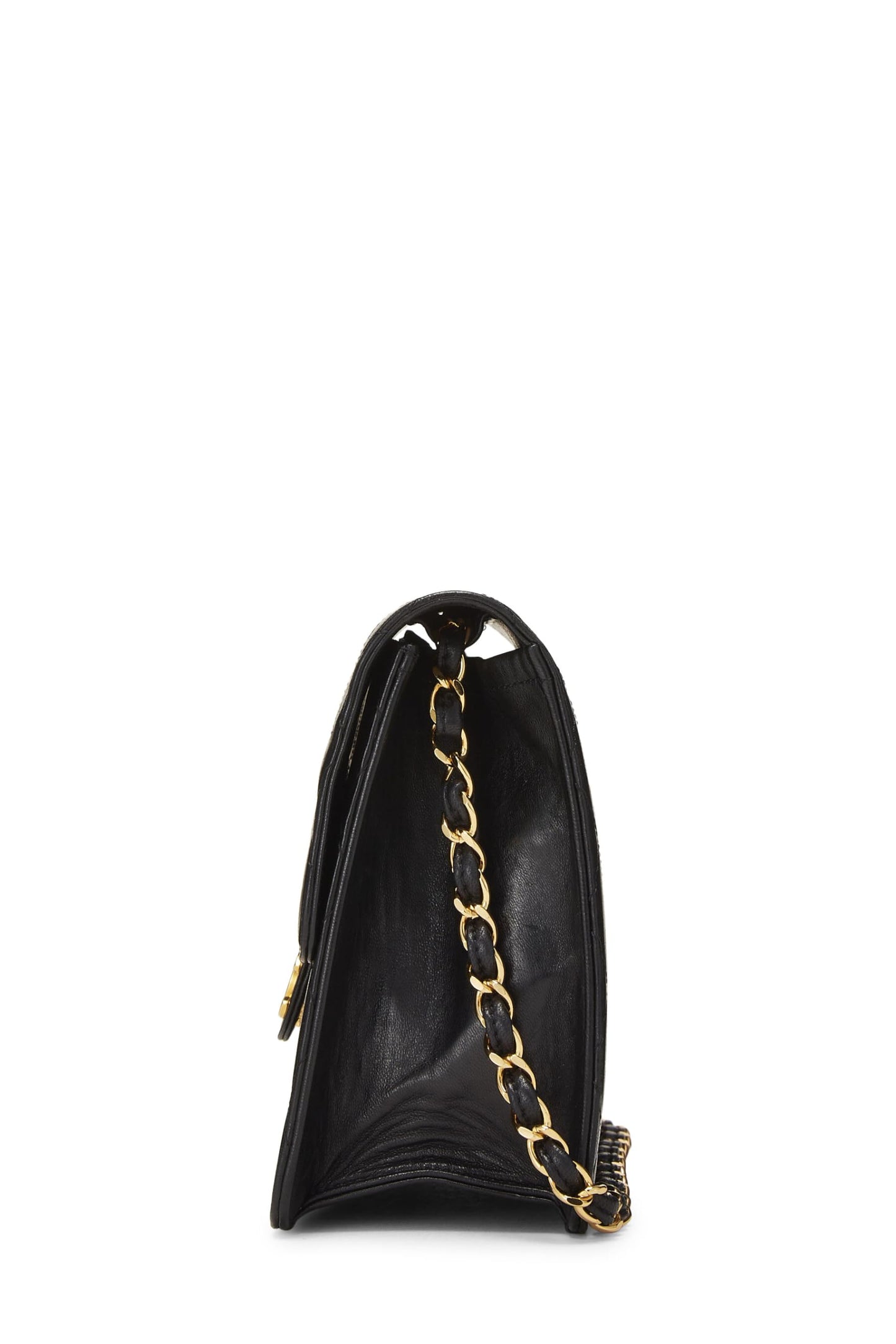 Chanel,  Black Lambskin Ex Flap Small, Black