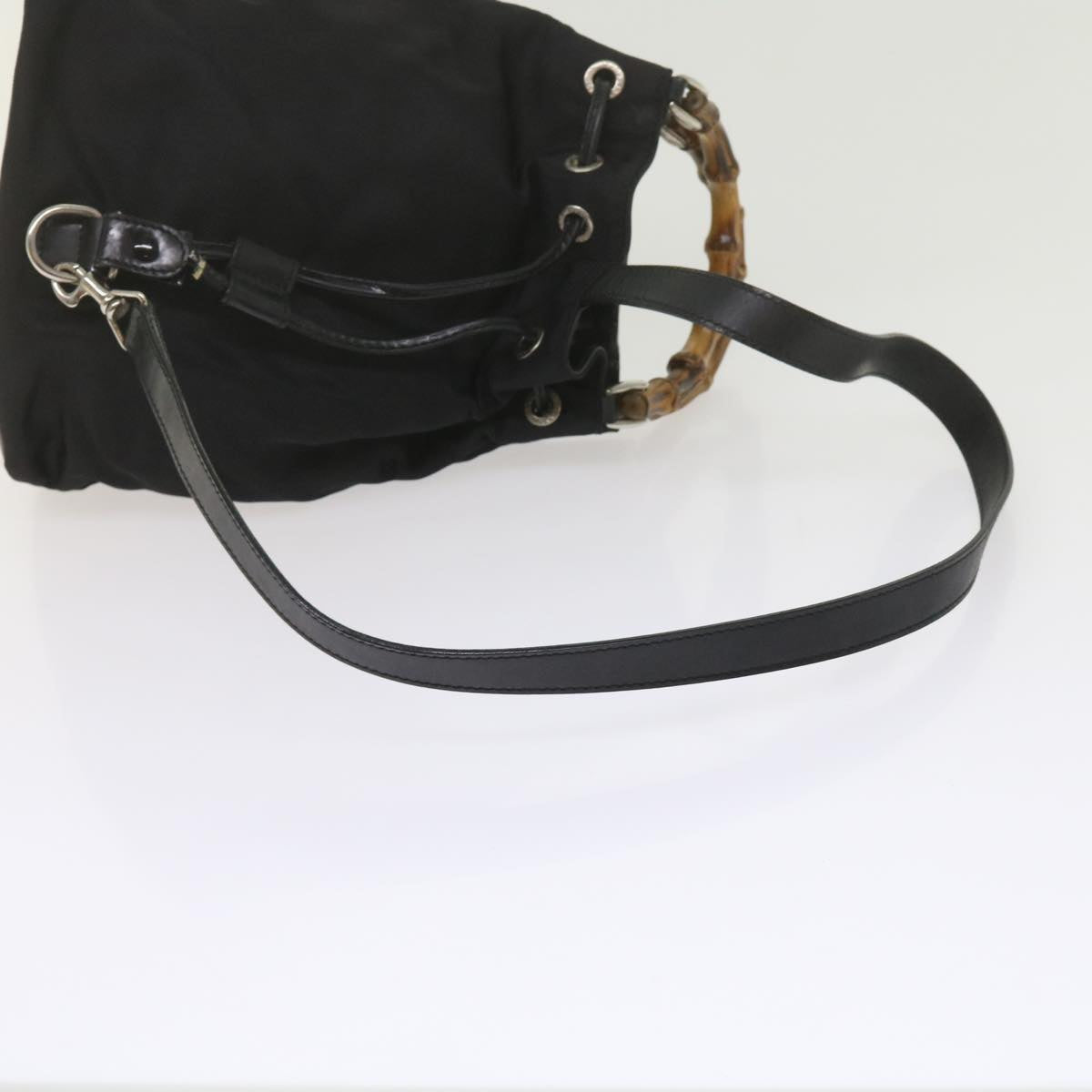 GUCCI Bamboo Hand Bag Nylon 2way Black 61327