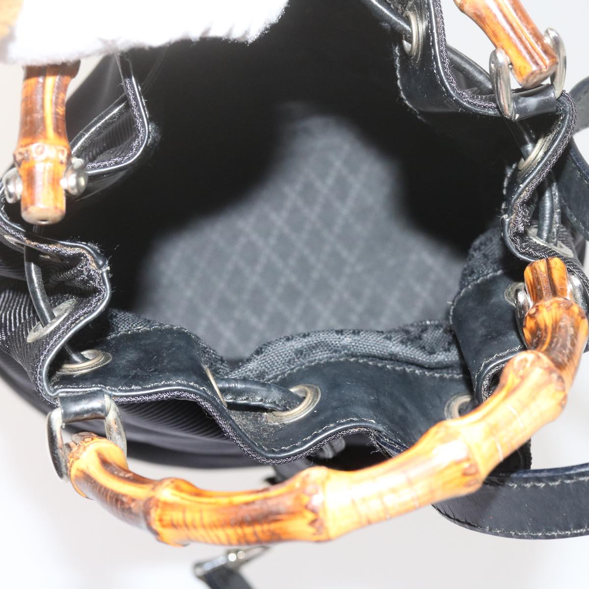 GUCCI Bamboo Hand Bag Nylon 2way Black 61327