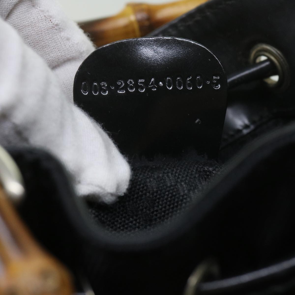 GUCCI Bamboo Hand Bag Nylon 2way Black 61327