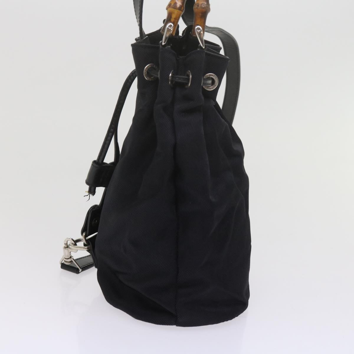 GUCCI Bamboo Hand Bag Nylon 2way Black 61327