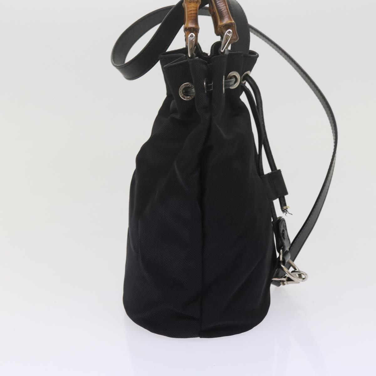 GUCCI Bamboo Hand Bag Nylon 2way Black 61327