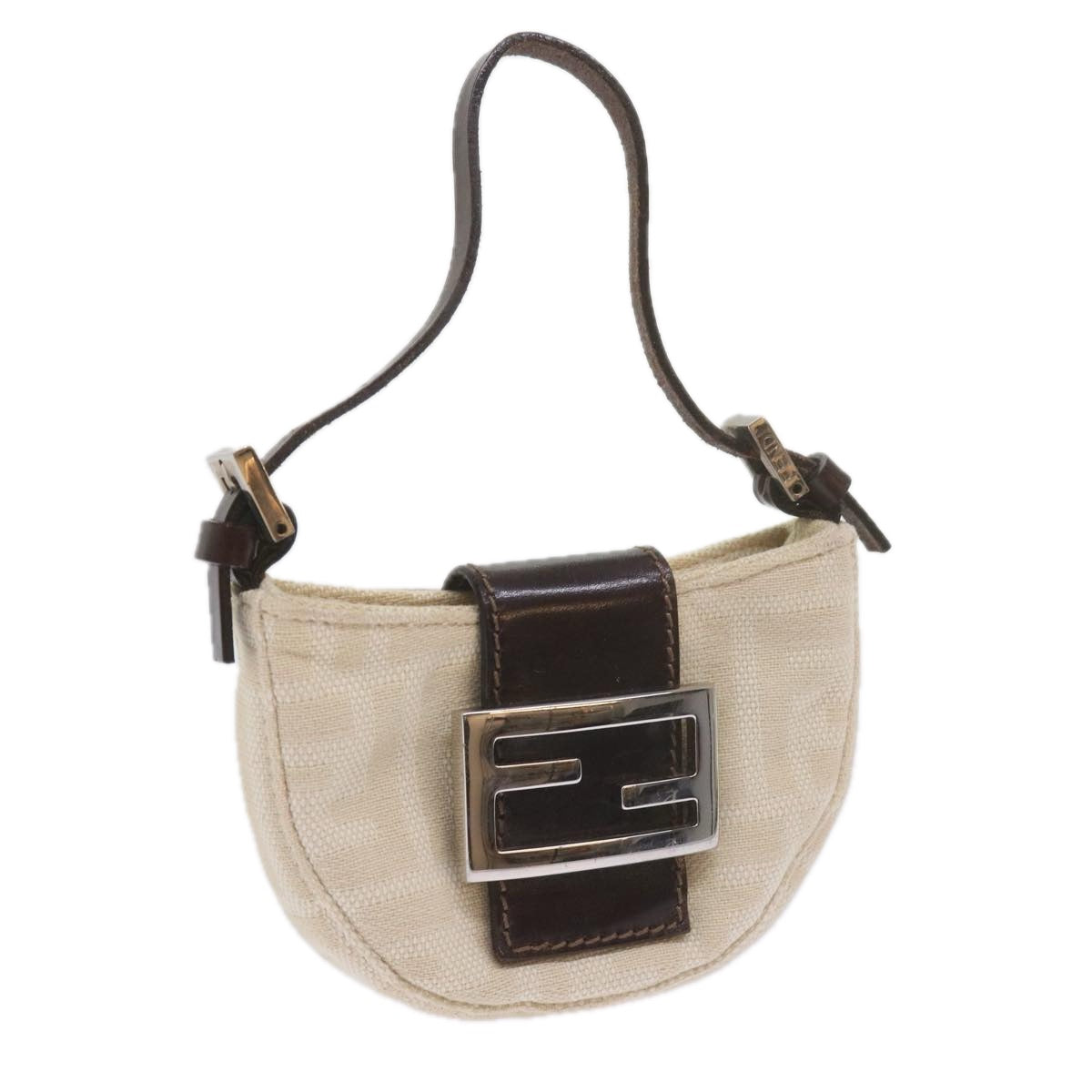 FENDI Zucca Canvas Mini Mamma Baguette Hand Bag Beige 61332