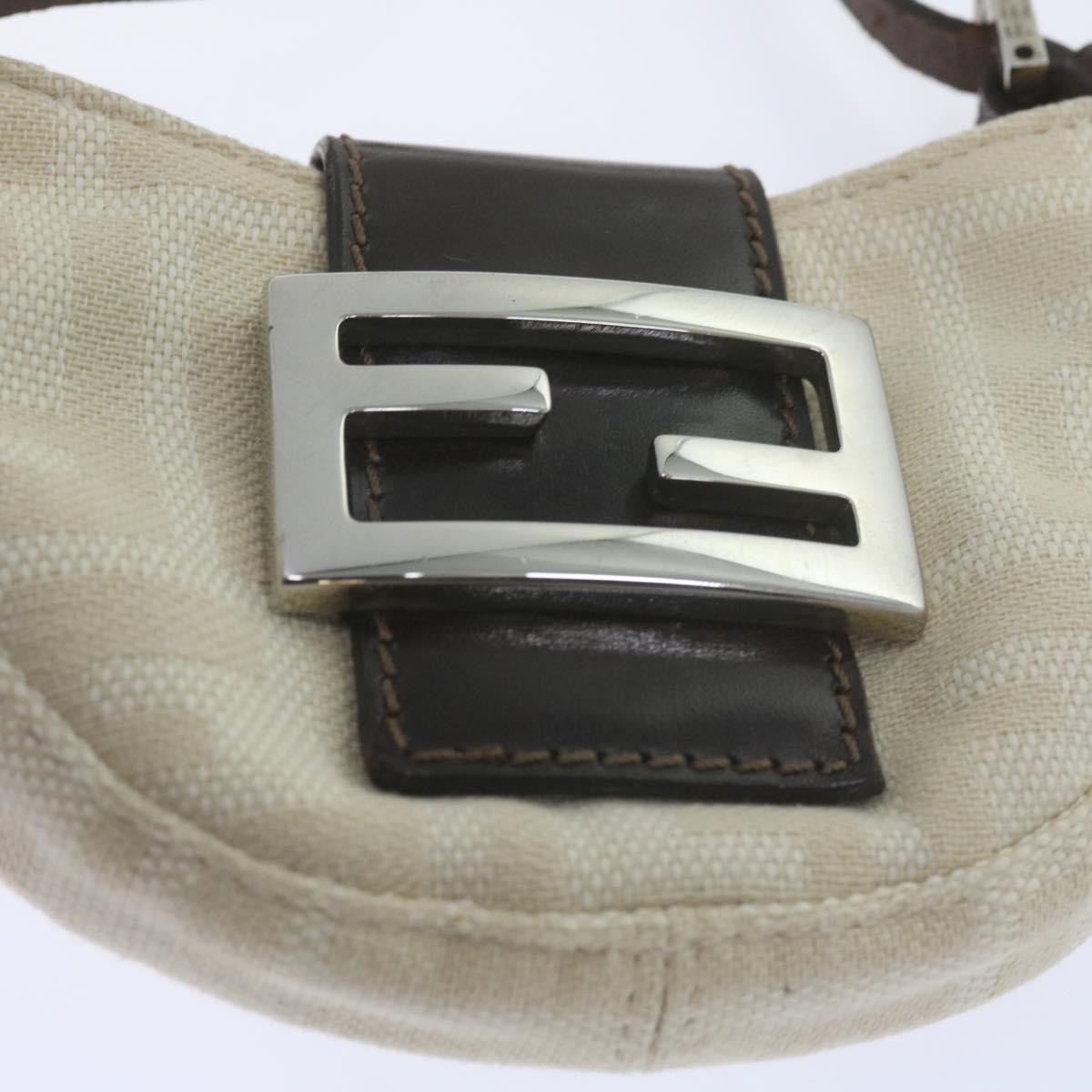 FENDI Zucca Canvas Mini Mamma Baguette Hand Bag Beige 61332