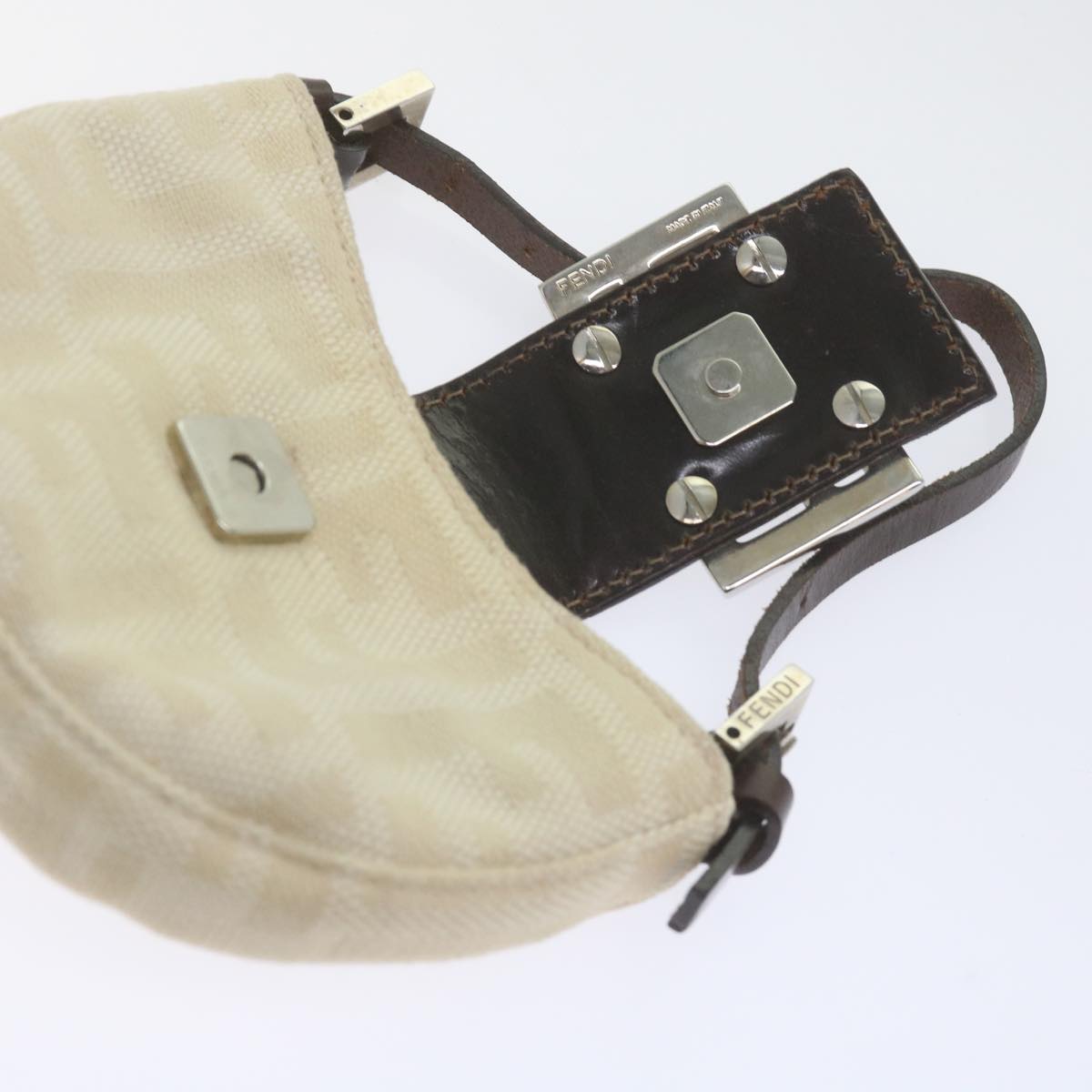 FENDI Zucca Canvas Mini Mamma Baguette Hand Bag Beige 61332
