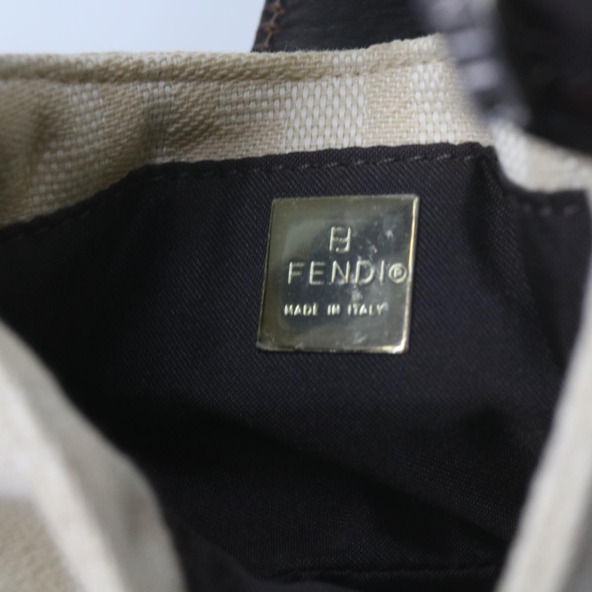 FENDI Zucca Canvas Mini Mamma Baguette Hand Bag Beige 61332