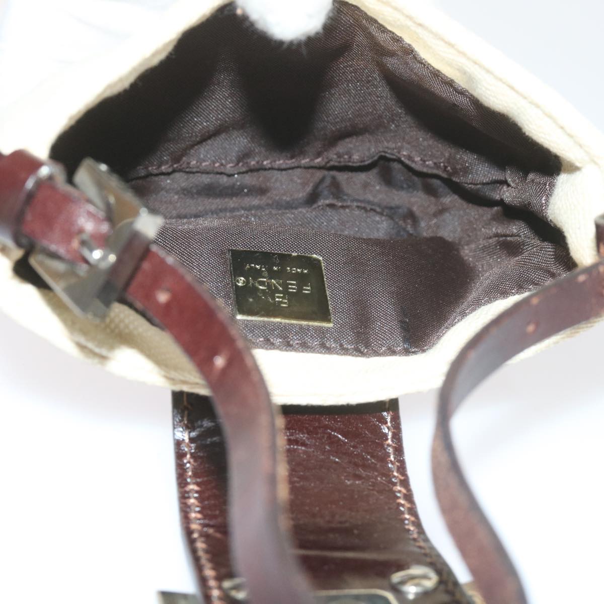 FENDI Zucca Canvas Mini Mamma Baguette Hand Bag Beige 61332
