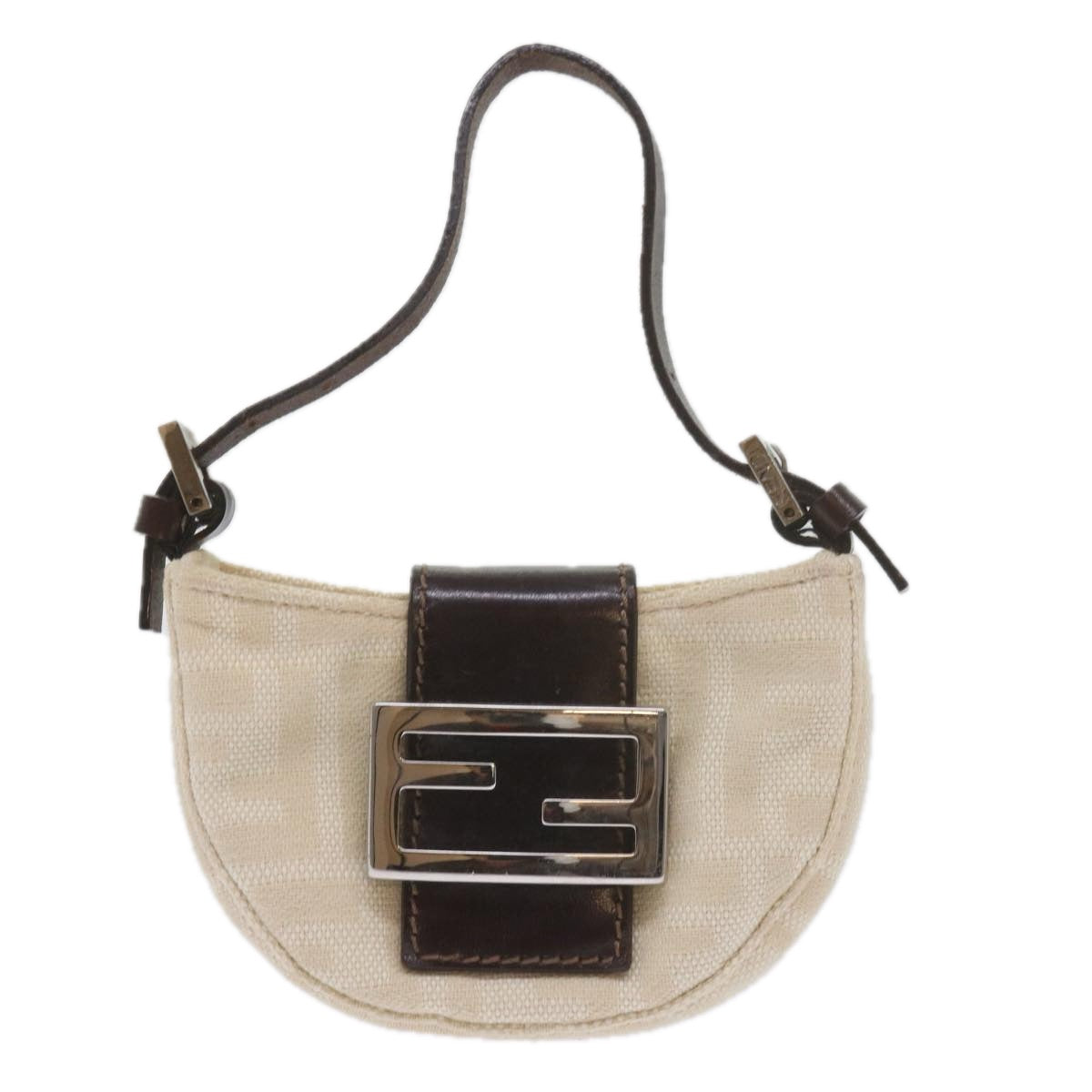 FENDI Zucca Canvas Mini Mamma Baguette Hand Bag Beige 61332